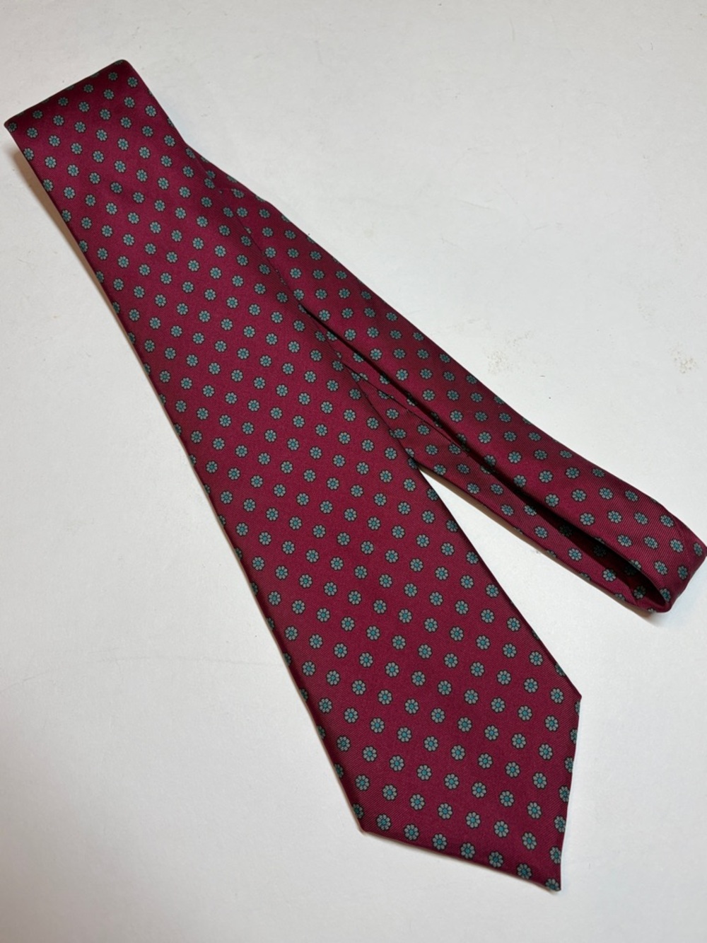 Men's Deep Red Neat Print Tie — Kuppenheimer - Refined Business Accessory